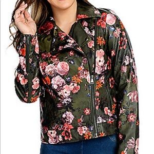 Plus size, floral print moto jacket